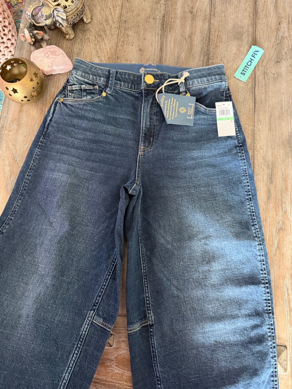 Democracy Skyrise Barrel Dark Blue Denim Jeans - Picture 5 of 12